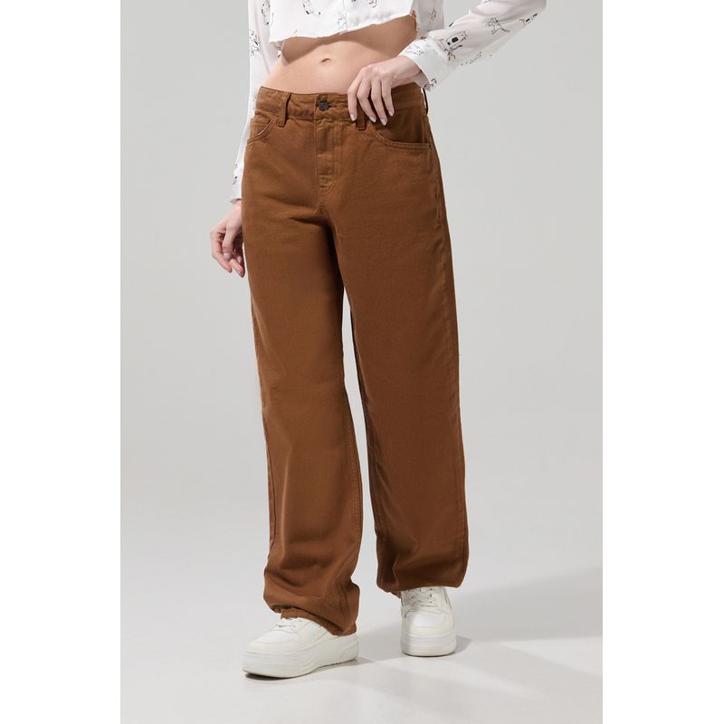 KOAJ - KOAJ Jean straight leg café con tiro alto y bota recta