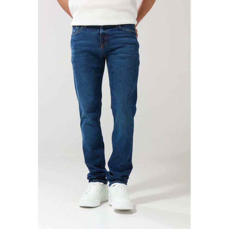 KOAJ - KOAJ Jean slim azul con costuras, bolsillos y tiro bajo