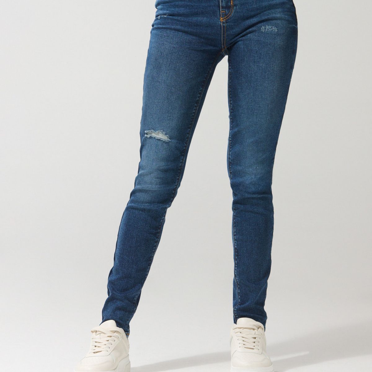 KOAJ - KOAJ Jean jegging con tiro súper alto azul oscuro y rotos
