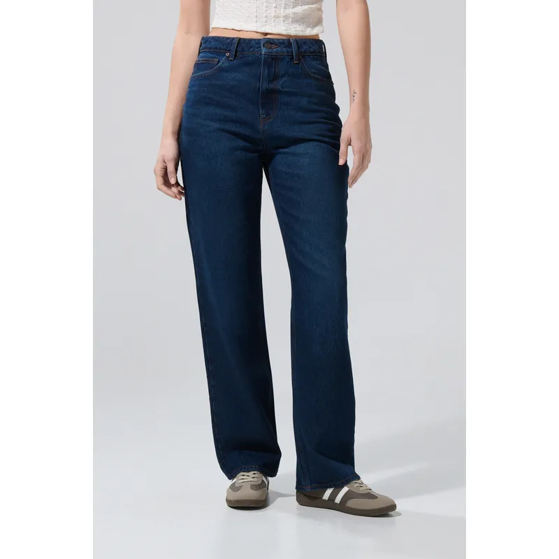 KOAJ - KOAJ Jean 90´S bota recta azul oscuro con tiro alto y bolsil
