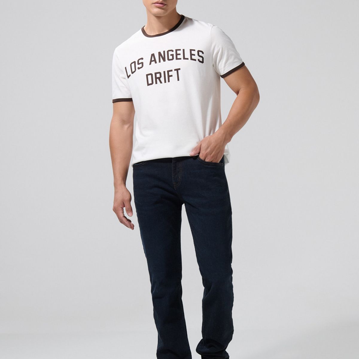 KOAJ - KOAJ Jean azul oscuro slim con tiro bajo y costuras en cont Hombre