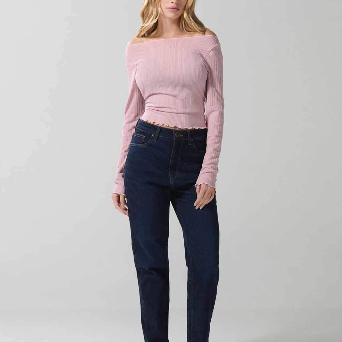 KOAJ - KOAJ Jean mom súper tiro alto azul con bota recta y cremall Mujer