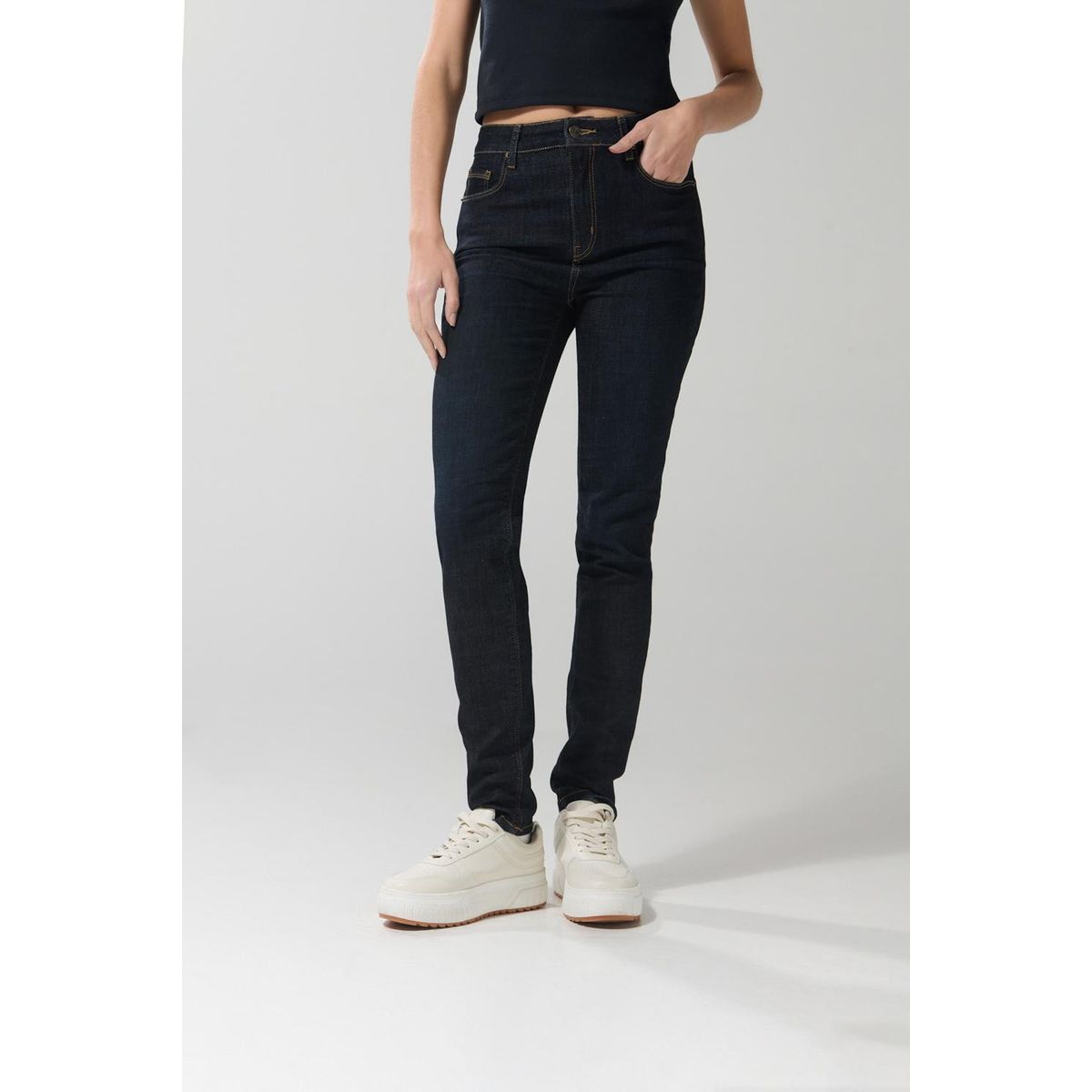 KOAJ - KOAJ Jean tiro alto jegging azul ceñido con tiro súper alto Mujer