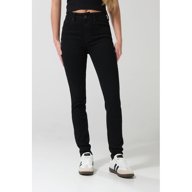 KOAJ - KOAJ Jean push up tiro alto negro con realce y bolsillos