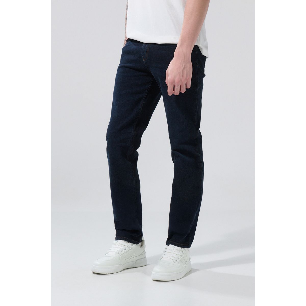 KOAJ - KOAJ Jean tiro bajo azul intenso slim con costuras en contr Hombre