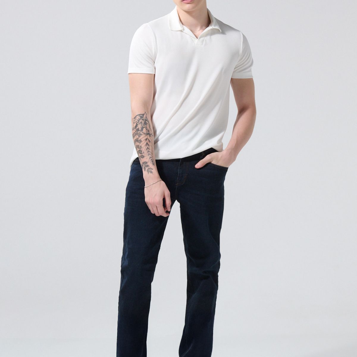 KOAJ - KOAJ Jean tiro bajo azul intenso slim con costuras en contr Hombre