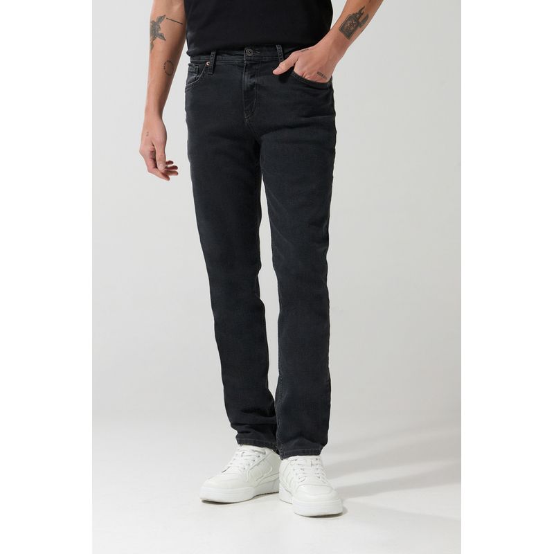 KOAJ - KOAJ Jean gris oscuro tipo slim con cremallera y tiro bajo