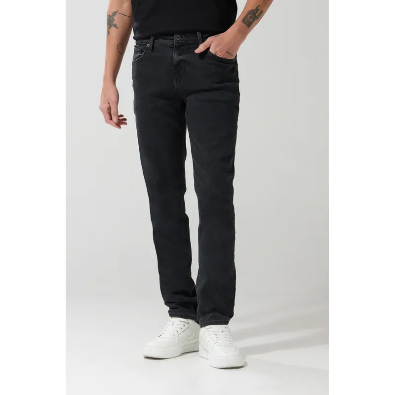 KOAJ - KOAJ Jean gris oscuro tipo slim con cremallera y tiro bajo