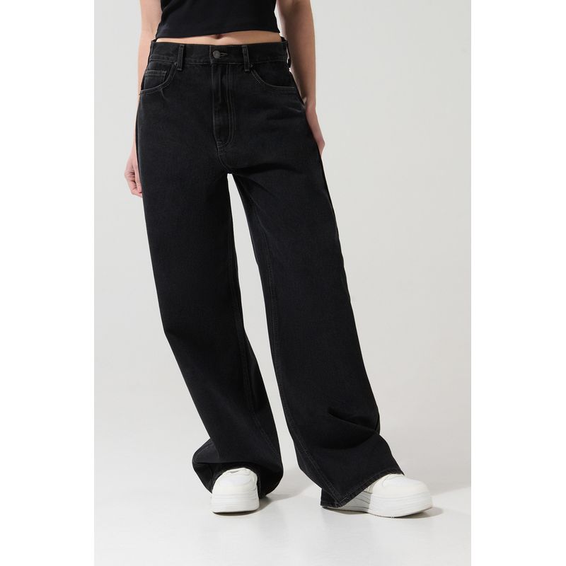 KOAJ - KOAJ Jean tiro medio gris intenso baggy con bota ancha