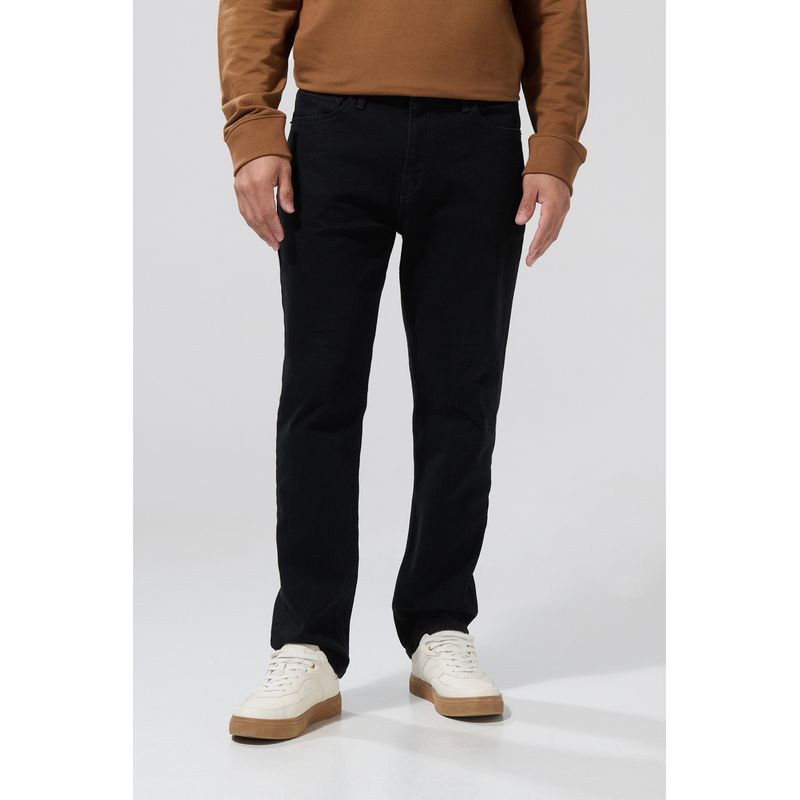 KOAJ - KOAJ Jean negro tipo straight leg con tiro bajo y bota recta