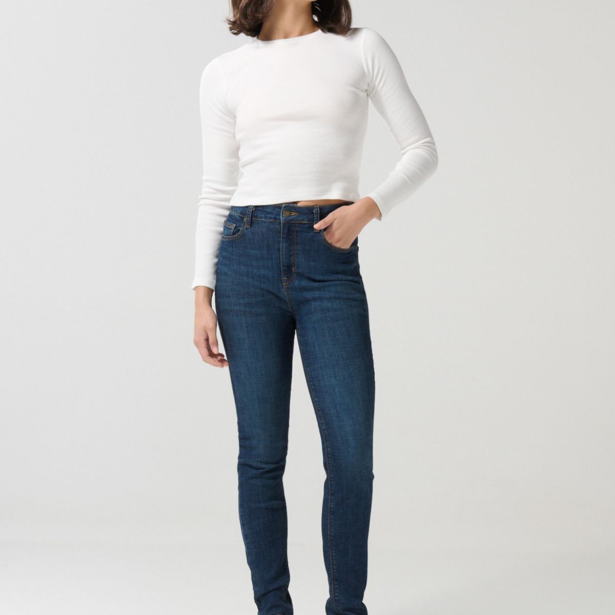 KOAJ - KOAJ Jean jegging ajustado azul oscuro con súper tiro alto Mujer