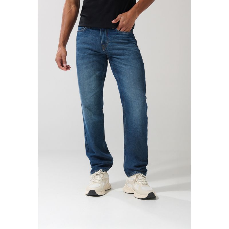 KOAJ - KOAJ Jean azul oscuro 90´S con tiro bajo y bota recta