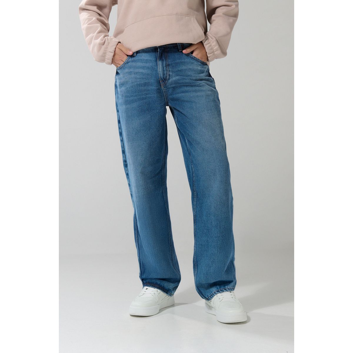 KOAJ - KOAJ Jean azul claro carpintero con tiro medio y bota ancha Hombre
