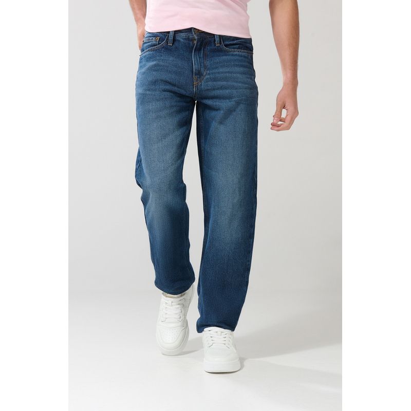 KOAJ - KOAJ Jean tiro bajo 90´S azul con bota recta y bolsillos