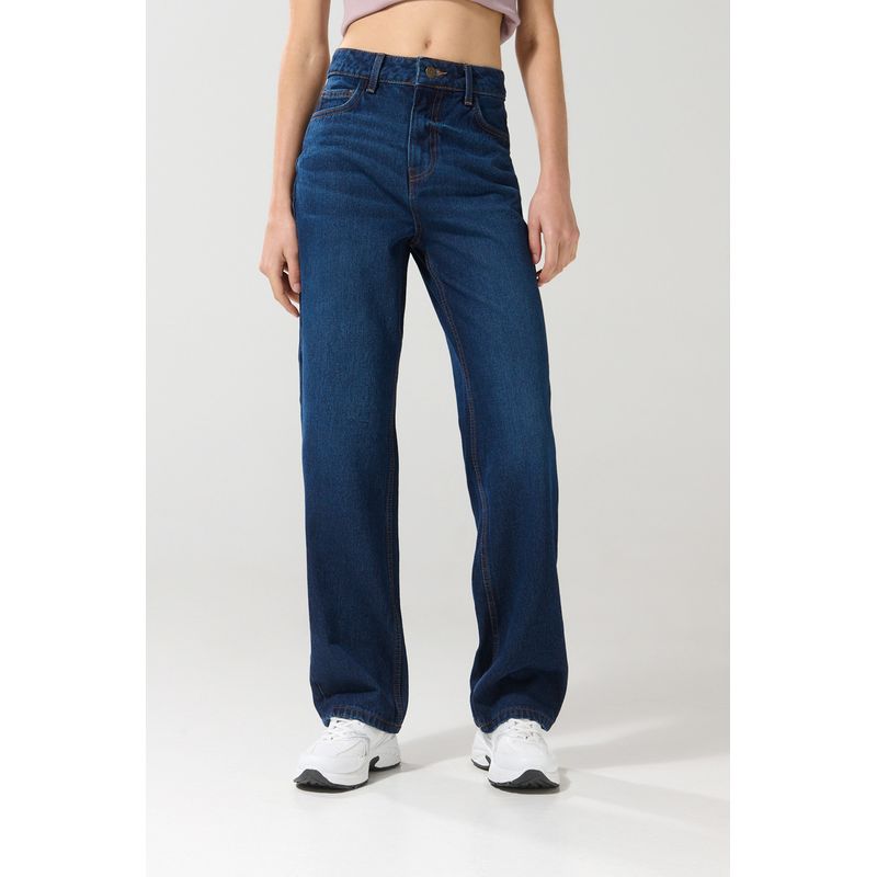 KOAJ - KOAJ Jean 90´S tiro alto azul oscuro con cierre de cremaller