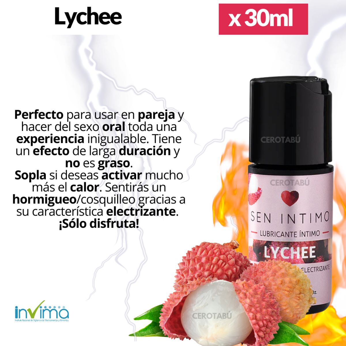 SEN INTIMO - Lubricante Caliente Electrizante Sen Intimo Lychee 30 mL
