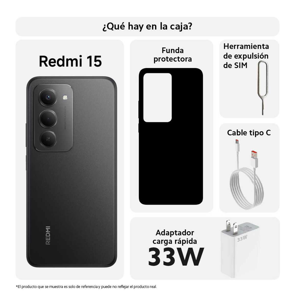 XIAOMI - Redmi 15 Black 6GB 128GB - Batería 7000mAh + Pantalla 6.9"
