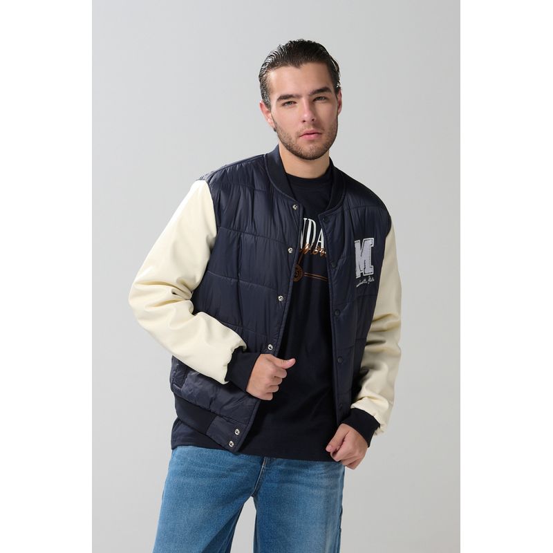KOAJ Chaqueta azul bomber college con mangas en contraste Hombre