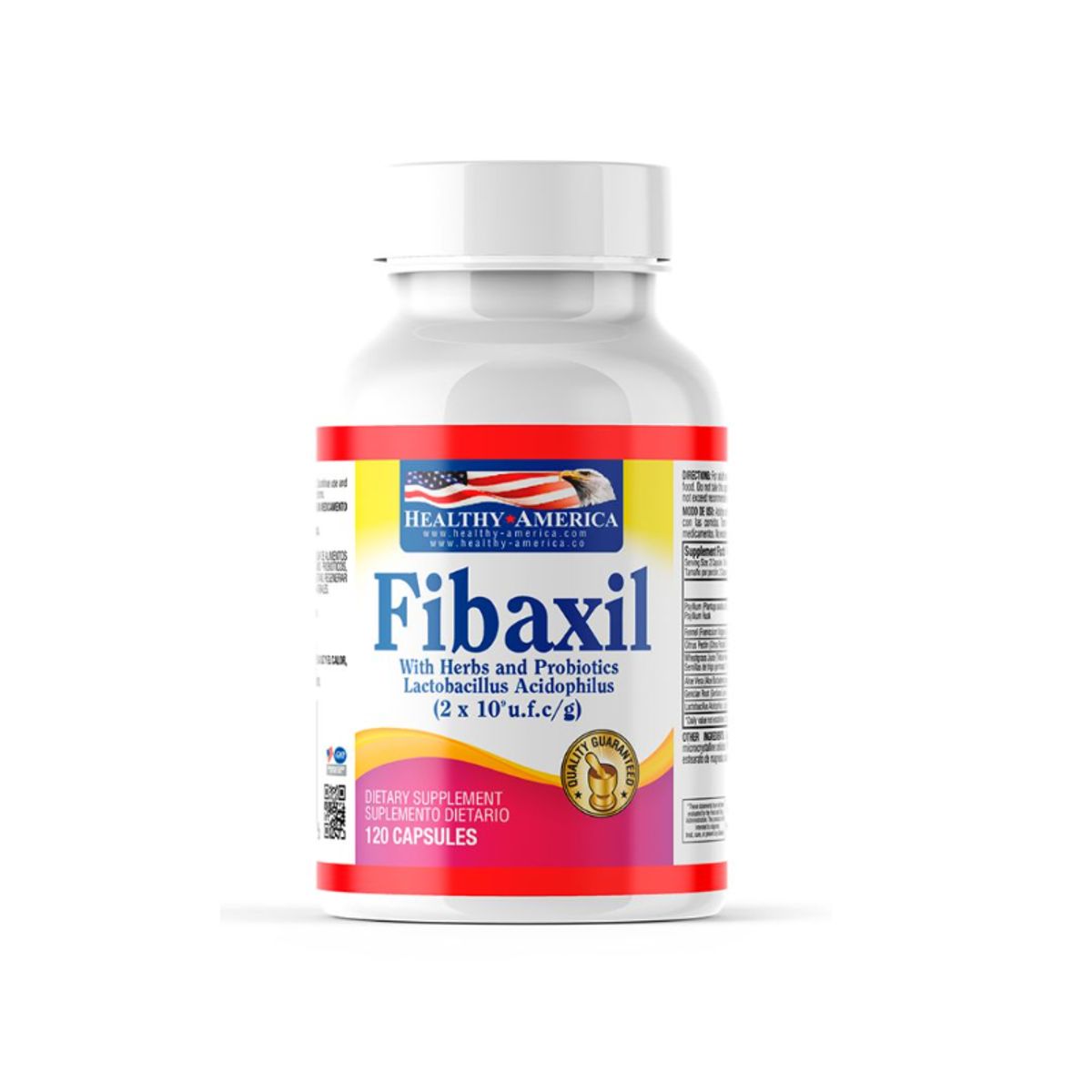 HEALTHY AMERICA - SUPLEMENTO DIETARIO CON LACTOBACILLUS Y PROBIOTICS X 120C FIBAXIL