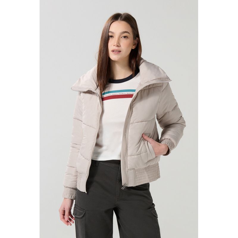 KOAJ - KOAJ Chaqueta acolchada unicolor con cremallera y cuello alt Mujer