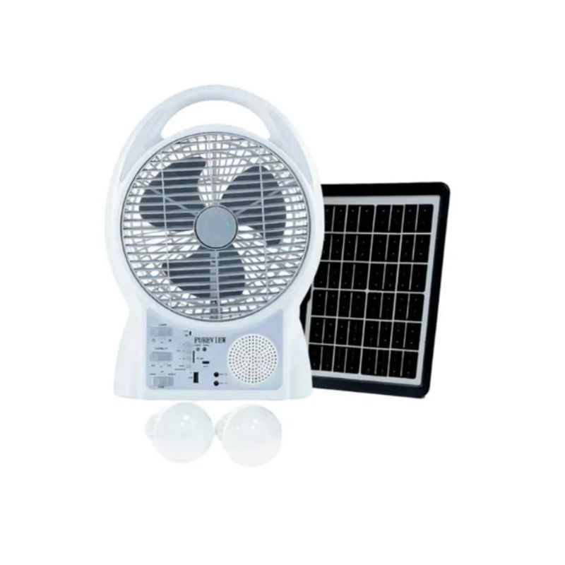GENERICO - Ventilador Portátil Recargable 2 Bombillos Panel Solar Modelo N288