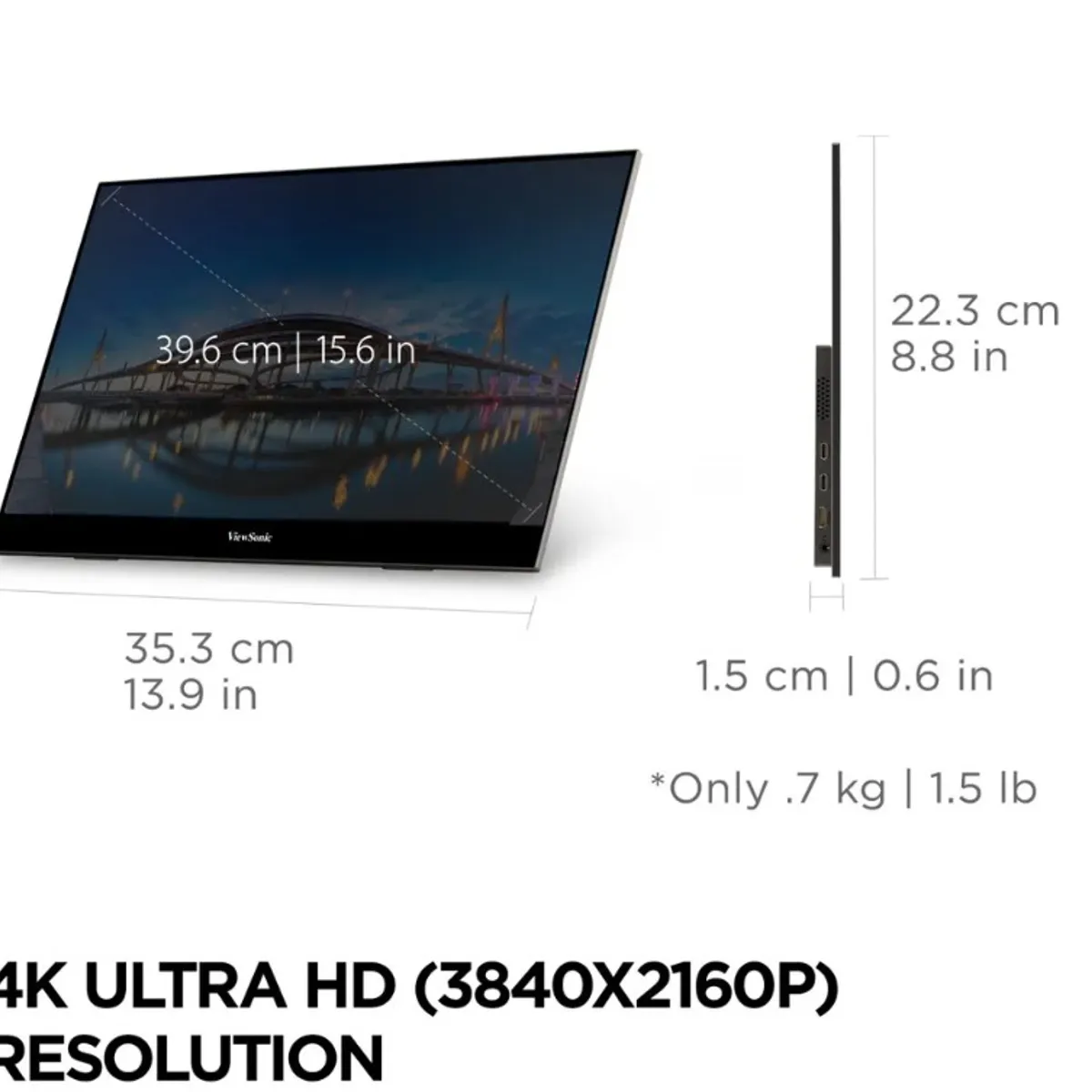 VIEWSONIC - Monitor Portátil Viewsonic Vx1655-4k Ips 15.6 Negro