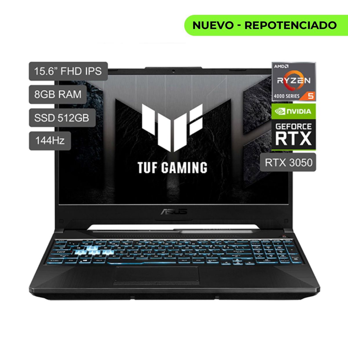 ASUS - Portatil Asus TUF Gaming A15 Ryzen 5 7535hs 16gb ram 1TB ssd RTX 2050 pantalla 15,6" FHD 144hz