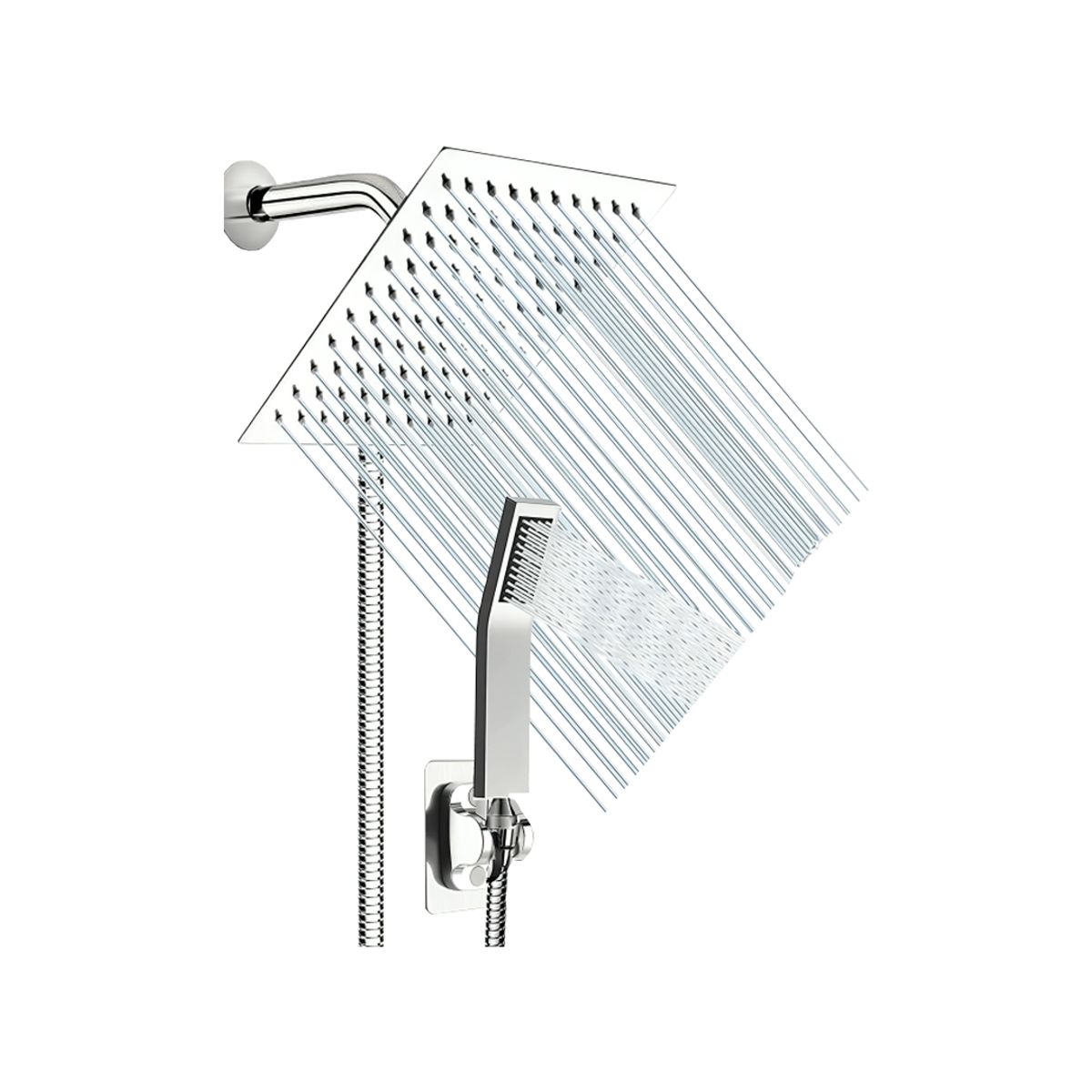 ECOTRADE FILTERS - Ducha Lluvia Acero Inoxidable Negro mate Manguera Flexible