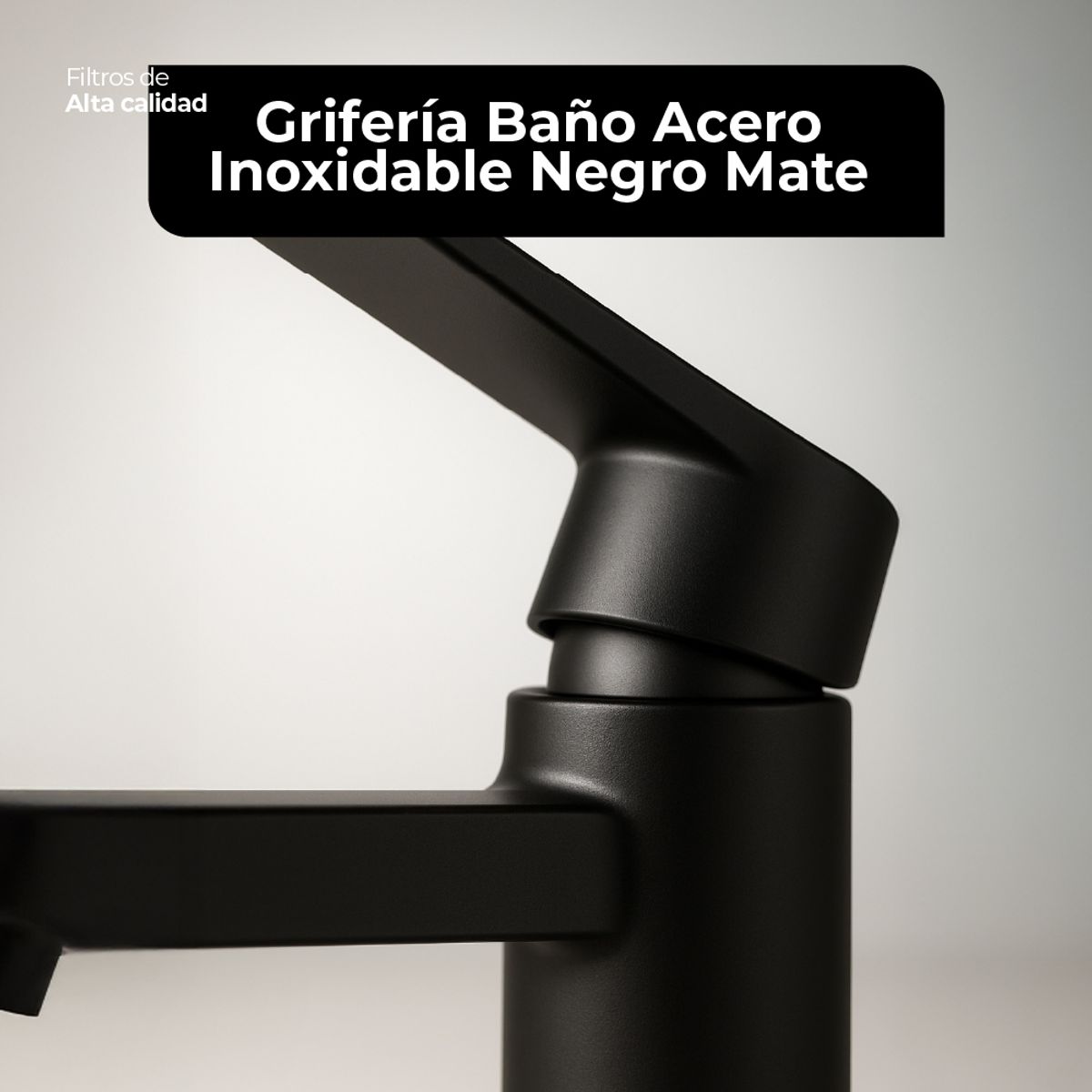 ECOTRADE FILTERS - Grifería Baño Acero Inoxidable Negro Mate Monomando Cuadrado