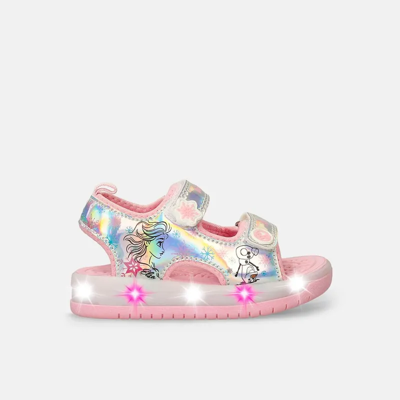 DISNEY - Sandalias Infantil Con Luces Para Niña Licenses Disney Plateado-Rosado Michelin L