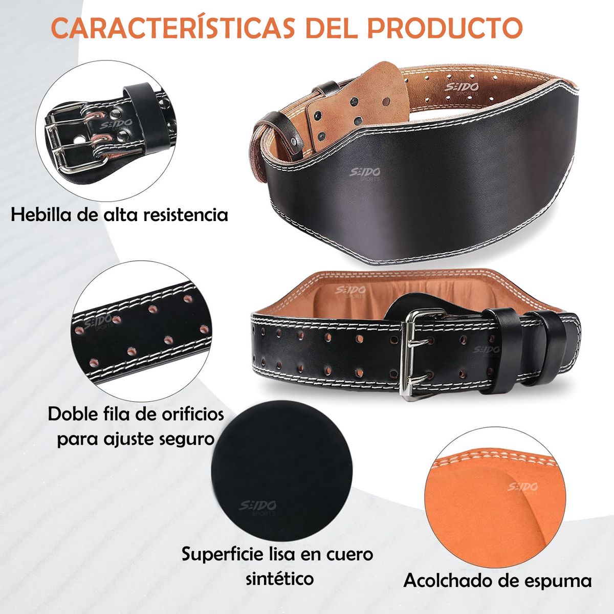 GENERICO - Cinturon Cuero Levantamiento Pesas Gym Soporte Proteccion