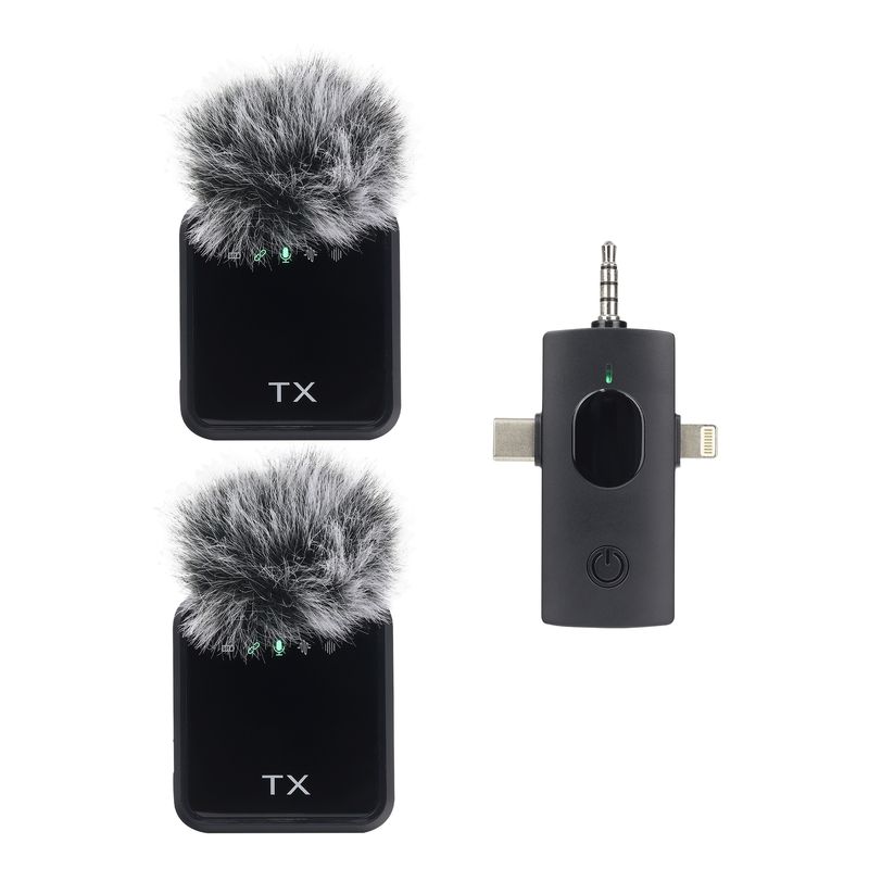 JALTECH - Micrófono TX Peludo 3 en 1 Set X2  para Vlog, Streaming y Entrevistas