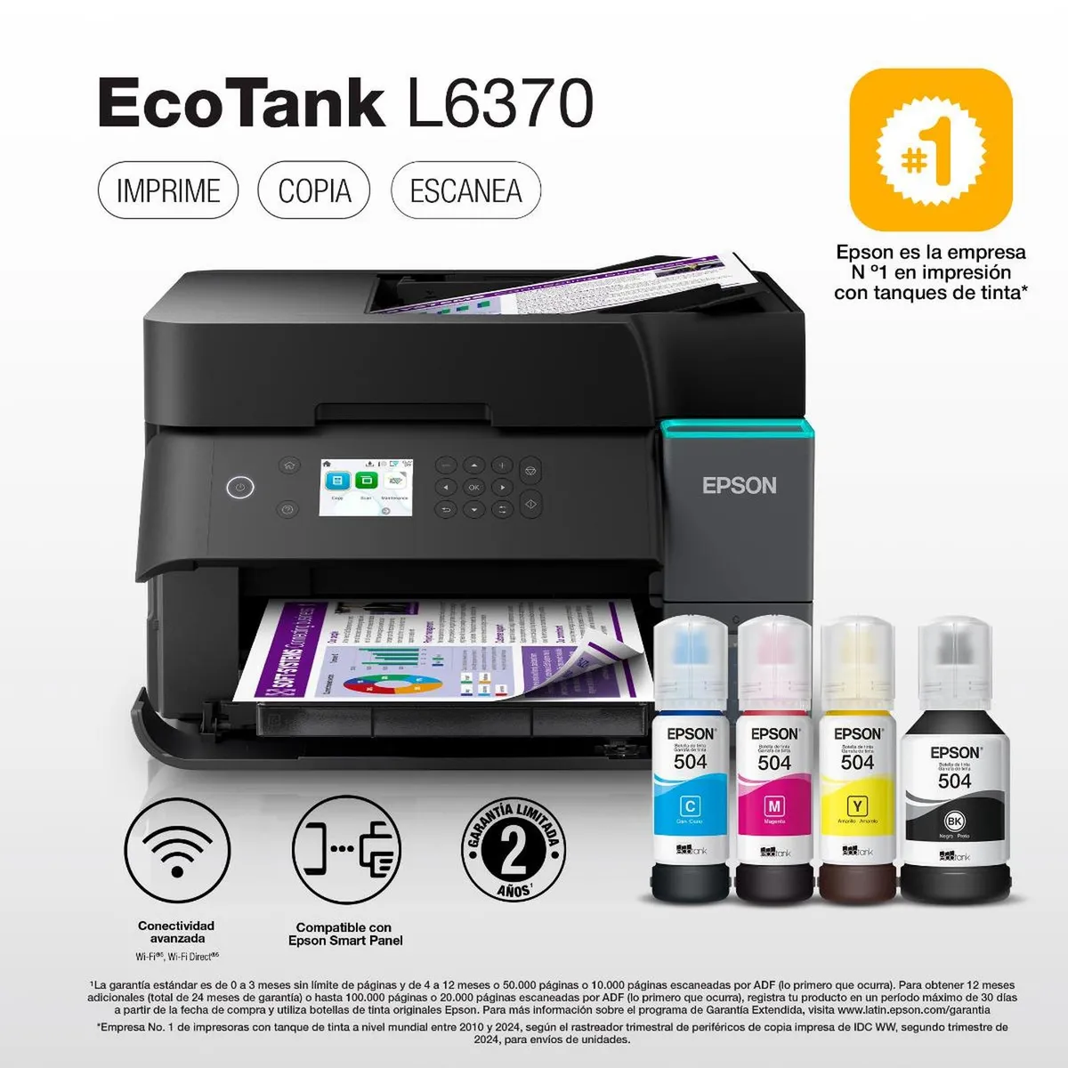 EPSON - Impresora EPSON Multifuncional 3 en 1 EcoTank L6370 Wi-Fi