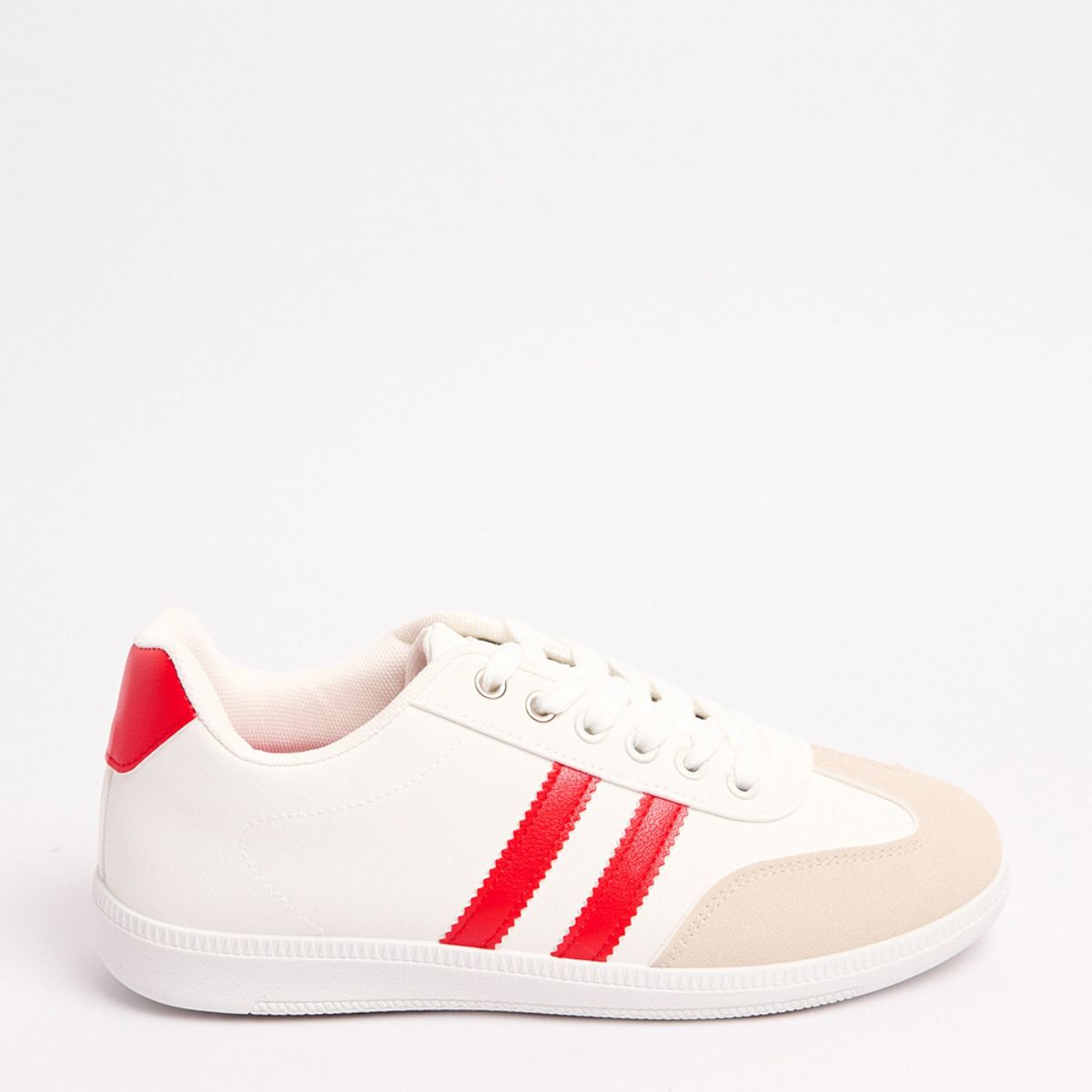 KOAJ - KOAJ Tenis casuales blancos con contrastes rojos y cortes Mujer