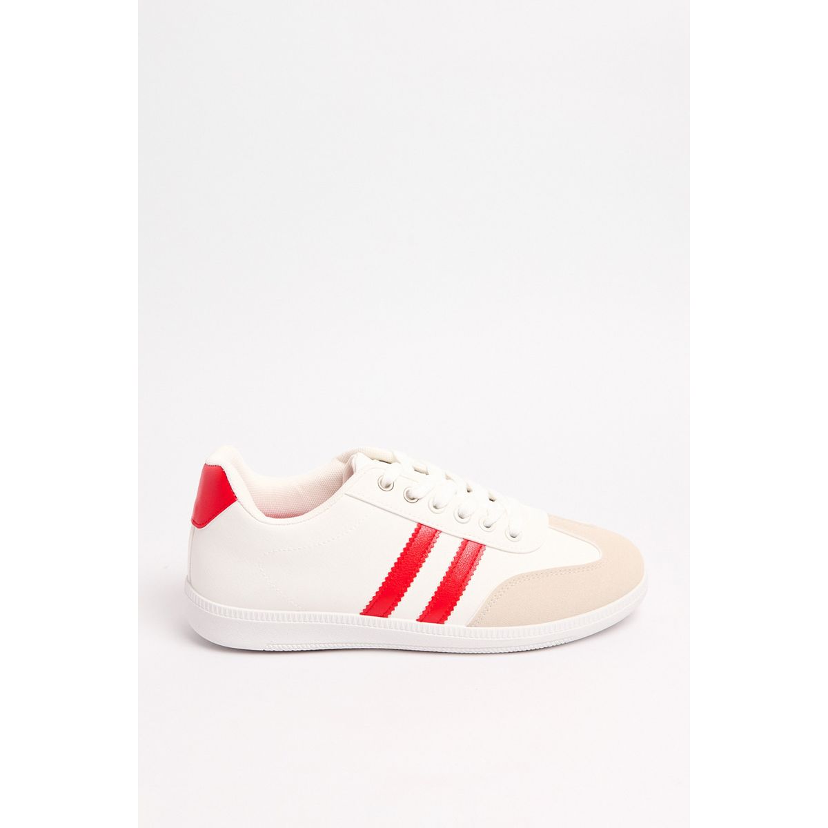 KOAJ - KOAJ Tenis casuales blancos con contrastes rojos y cortes Mujer