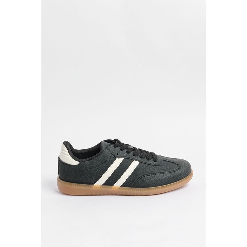 KOAJ - KOAJ Tenis casuales negros con contrastes blancos y texturas Mujer