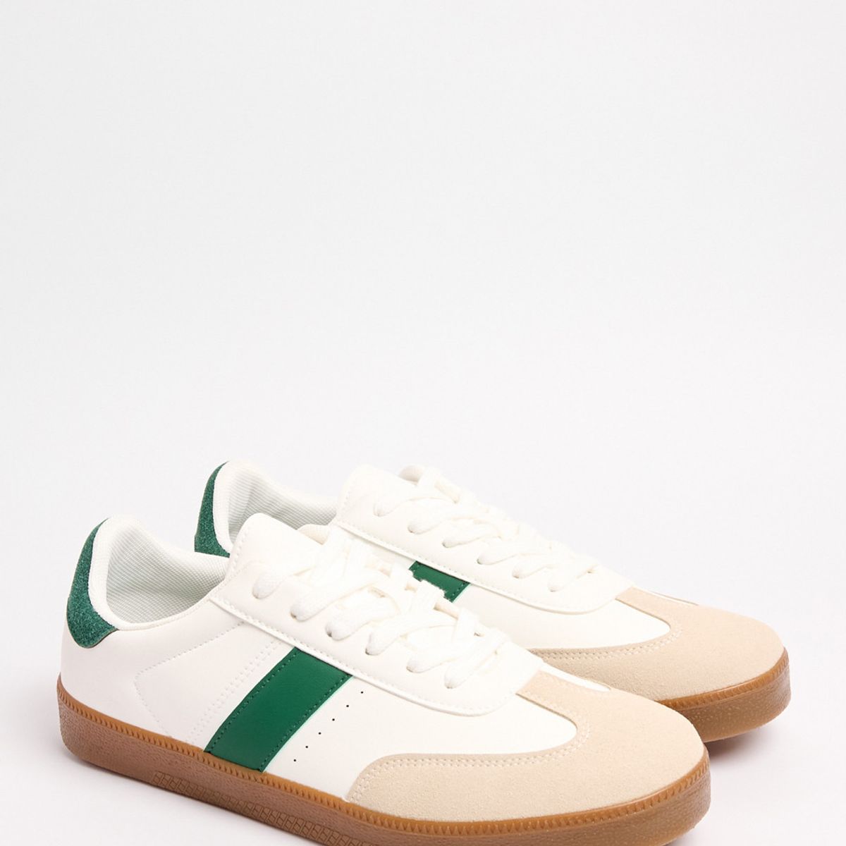 KOAJ - KOAJ Tenis cremas casuales con contrastes verdes y perforaci Hombre