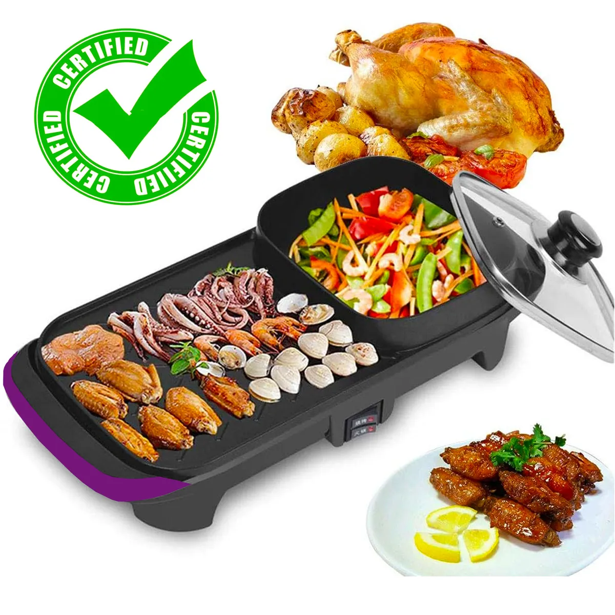 ONE PIXEL - Parrilla Eléctrica BBQ Multifunción Para Cocina Antiadherente Plancha