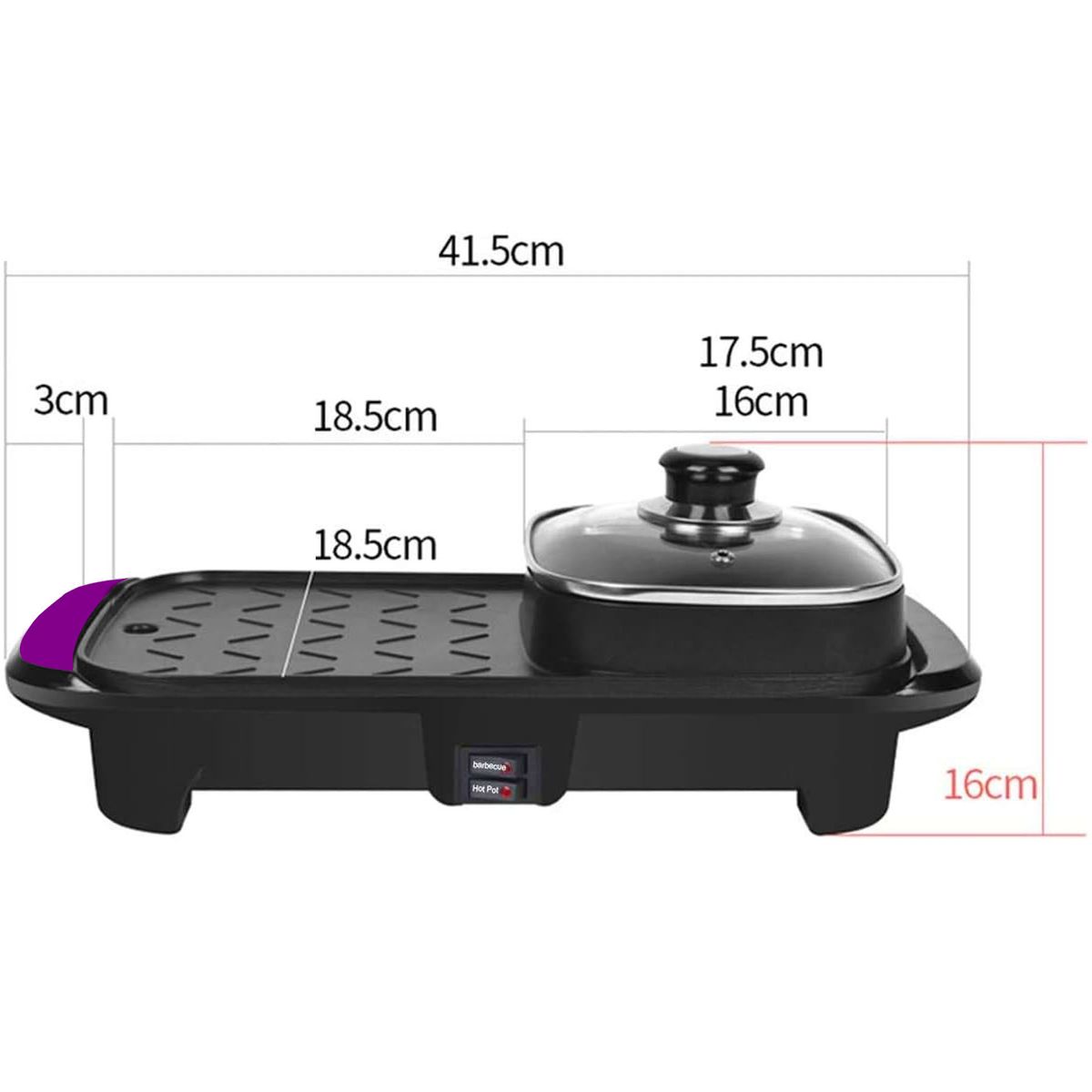 ONE PIXEL - Parrilla Eléctrica BBQ Multifunción Para Cocina Antiadherente Plancha