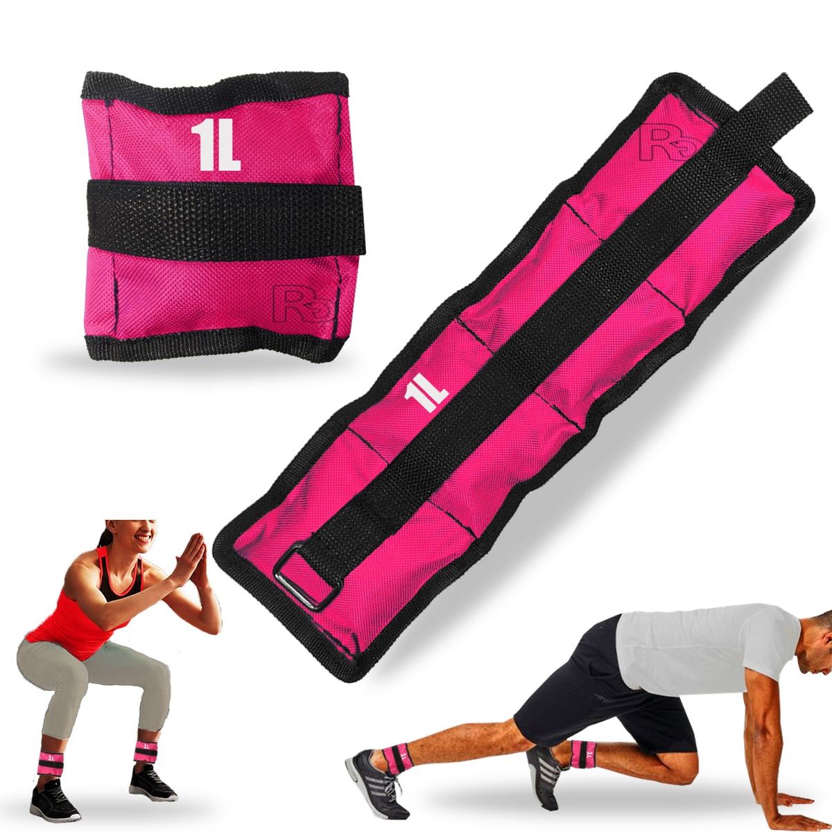 LAVEF - Pesas Tobilleras de 1 kg (Par de 2 lbs) – Color FUCSIA