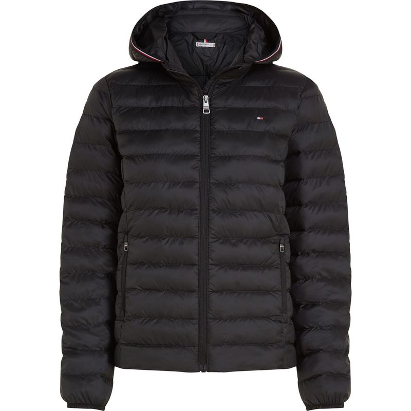 TOMMY HILFIGER - Chaqueta negra acolchada con logo bordado Tommy Hilfiger