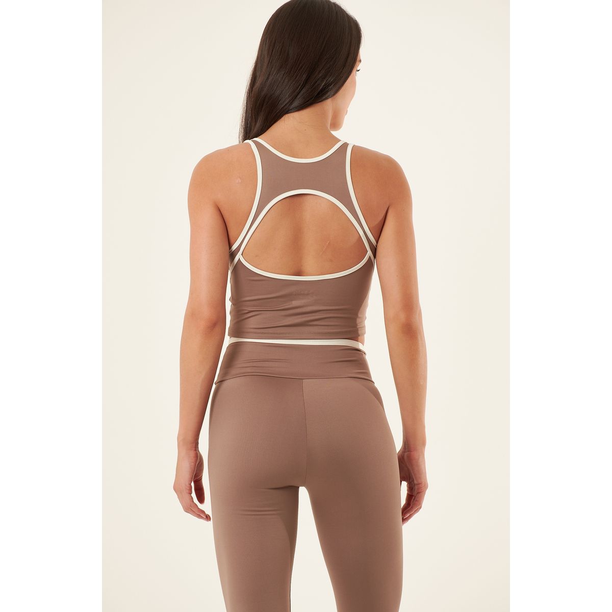 BELIFE - Top café con escote en espalda para mujer