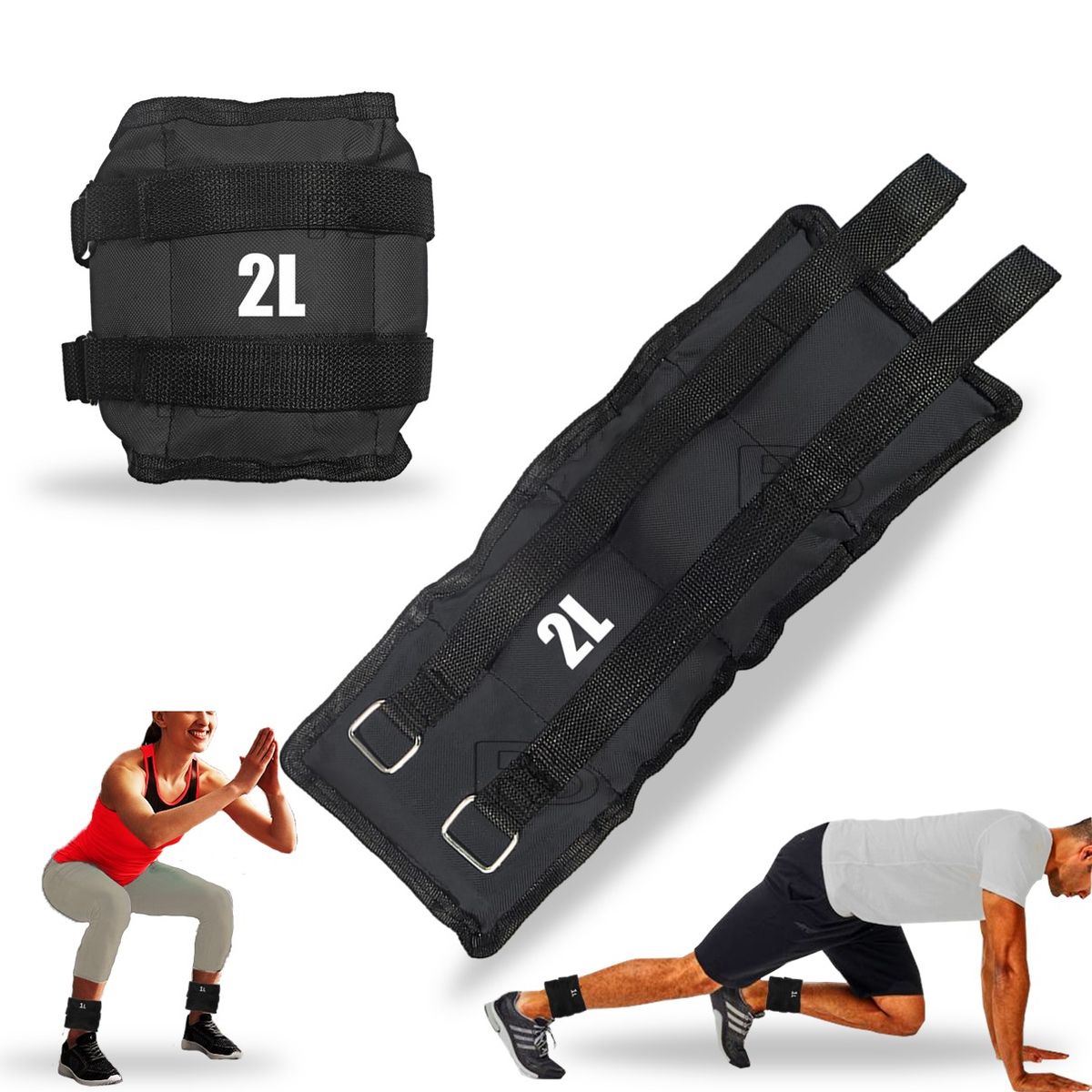 LAVEF - Pesas Tobilleras de 2 kg (Par de 4 lbs) – Color Negro