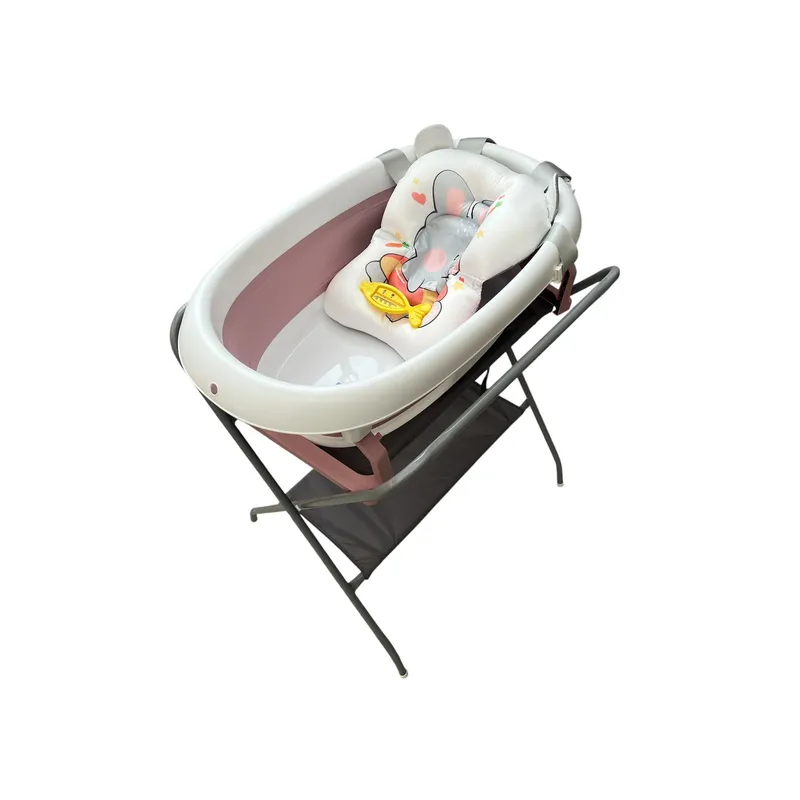 GENERICO - Bañera Plegable De Bebe Soporte Metálico Cojin Termómetropez