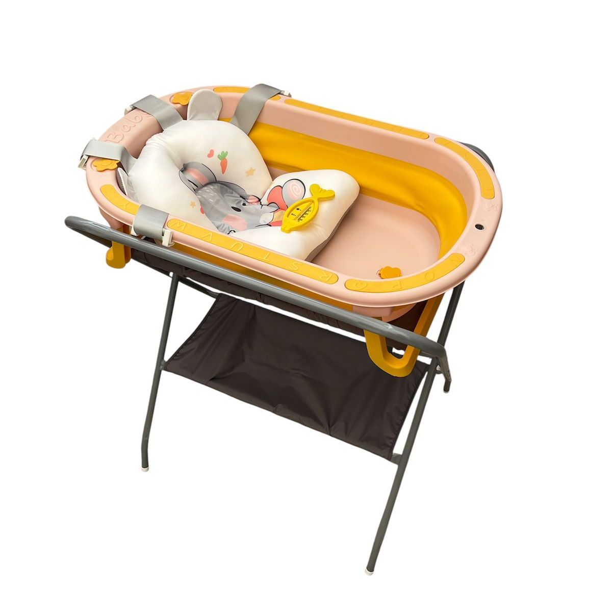 GENERICO - Bañera Plegable De Bebe Soporte Metálico Cojin Termómetropez