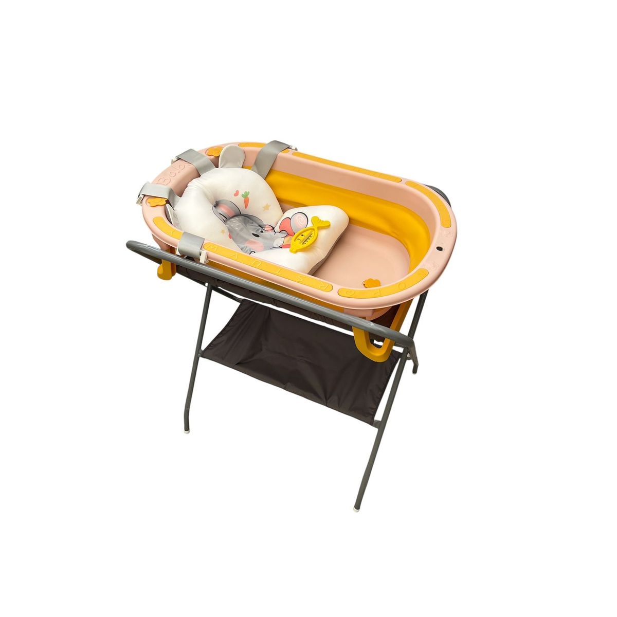 GENERICO - Bañera Plegable De Bebe Soporte Metálico Cojin Termómetropez