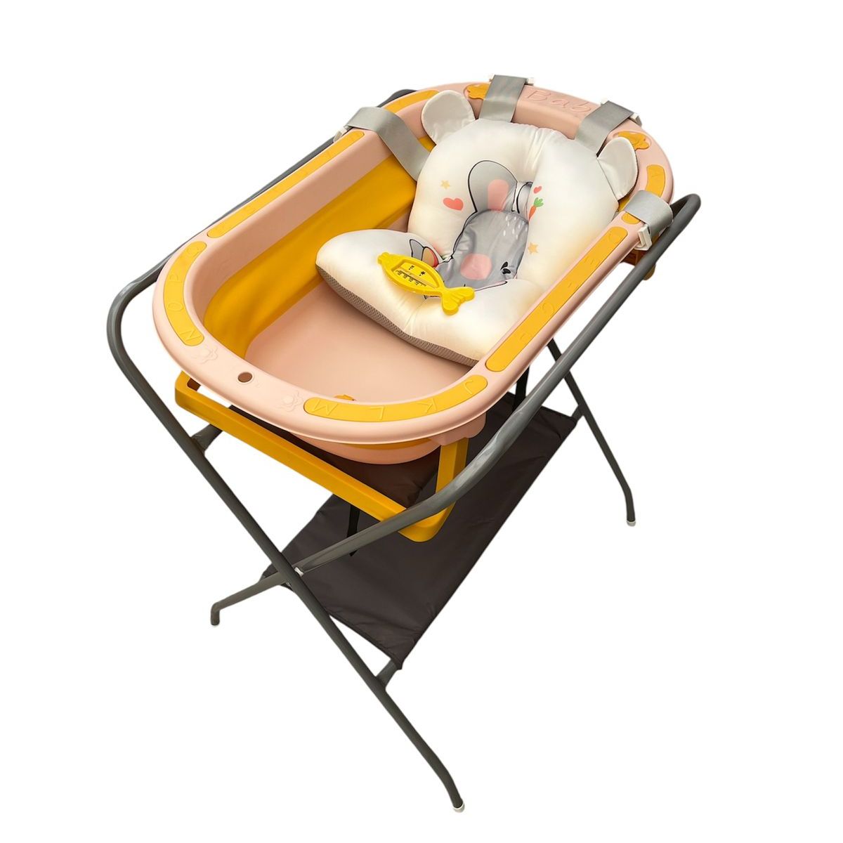 GENERICO - Bañera Plegable De Bebe Soporte Metálico Cojin Termómetropez
