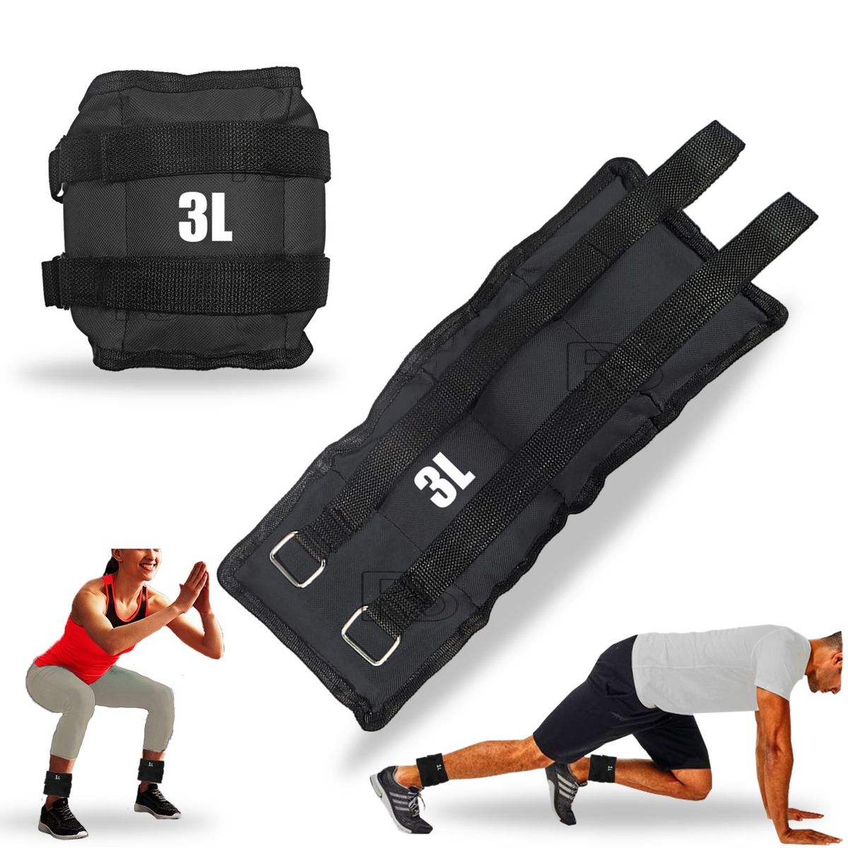 LAVEF - Pesas Tobilleras de 3 kg (Par de 6 lbs) – Color Negro