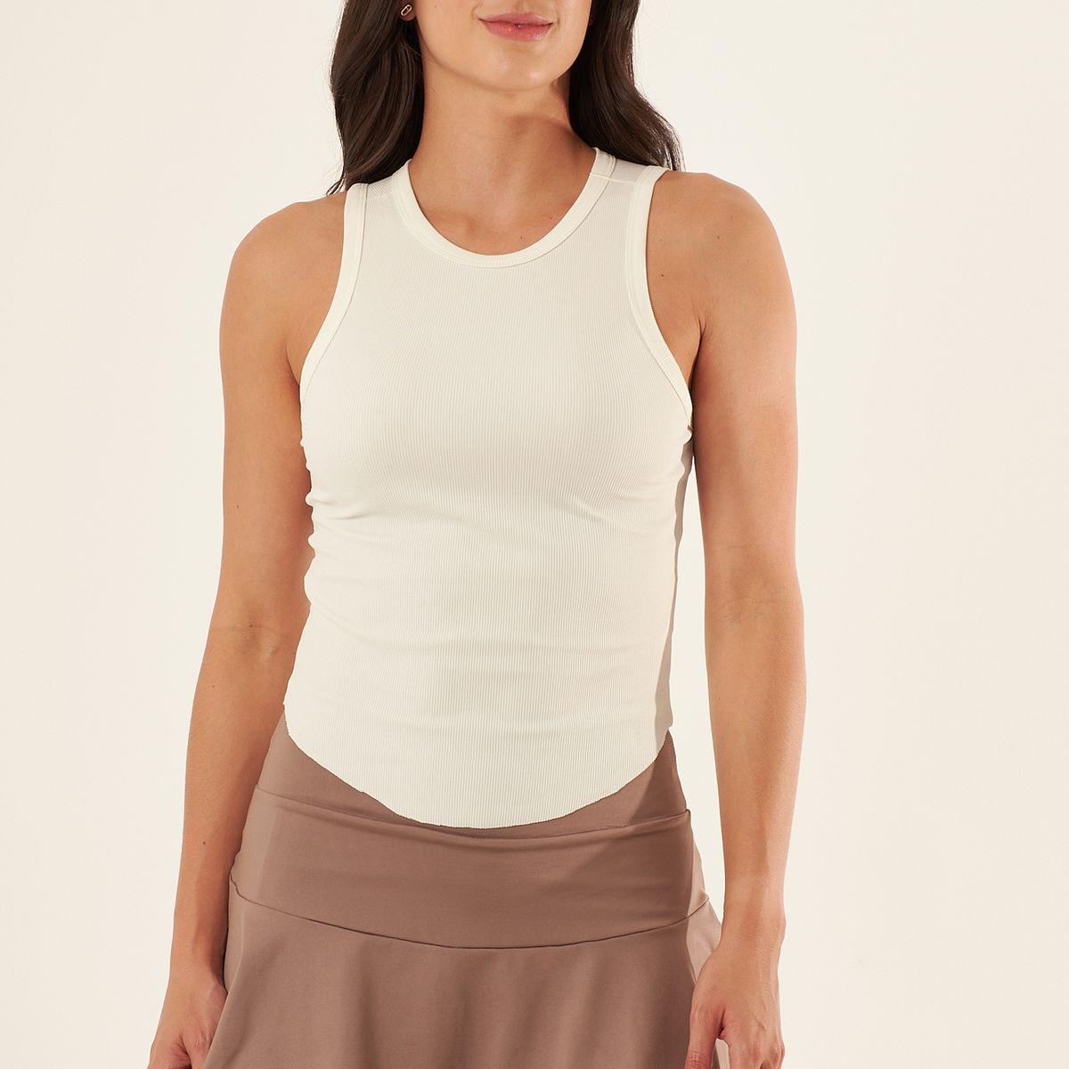 BELIFE - Camiseta deportiva manga sisa ivory para mujer