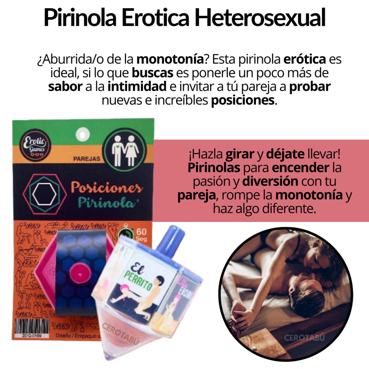 GENERICO - Juego De Mesa Adultos Pirinola Erótica Posiciones Parejas Hetero